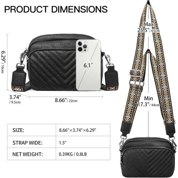 Women Crossbody Bag Vegan Leather Small Purses with Multiple Pockets - Picture 4 of 6